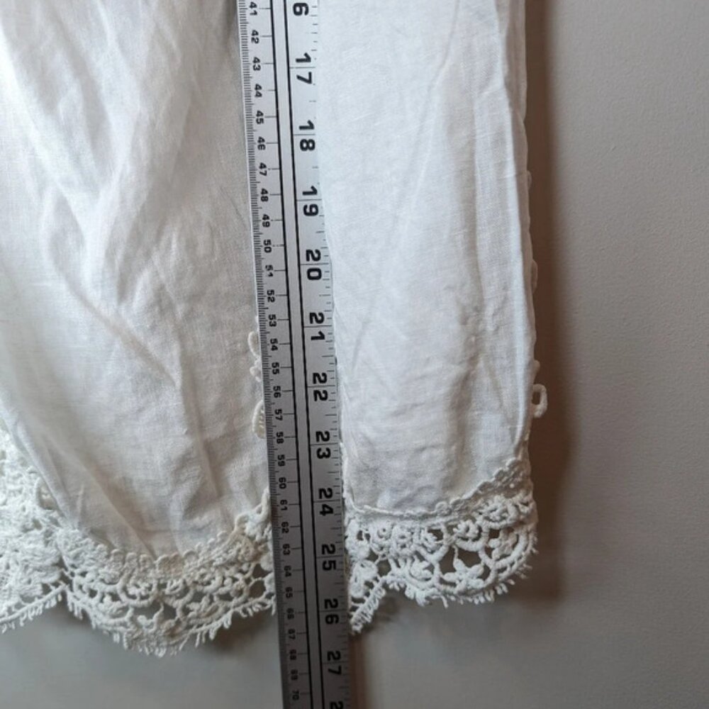 Bellambra Italian 100 Linen White Lace Detail  Sleeveless Blouse Women Small - Picture 7 of 11